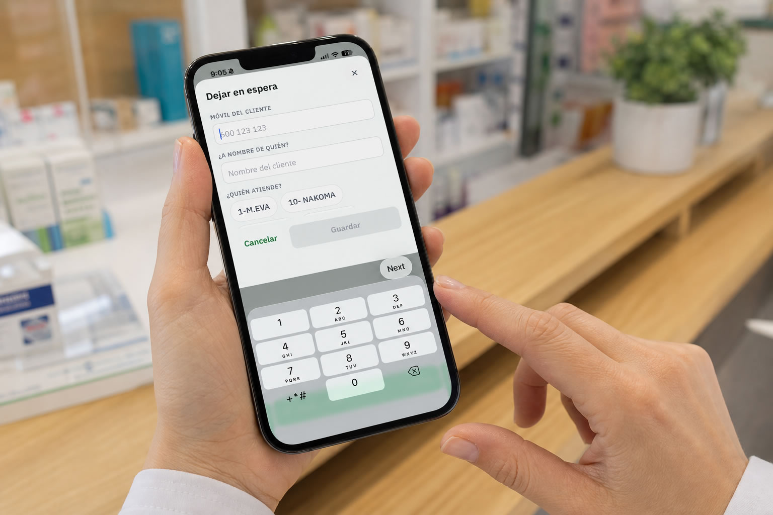 Identificación del cliente por móvil para dejar un pedido en espera