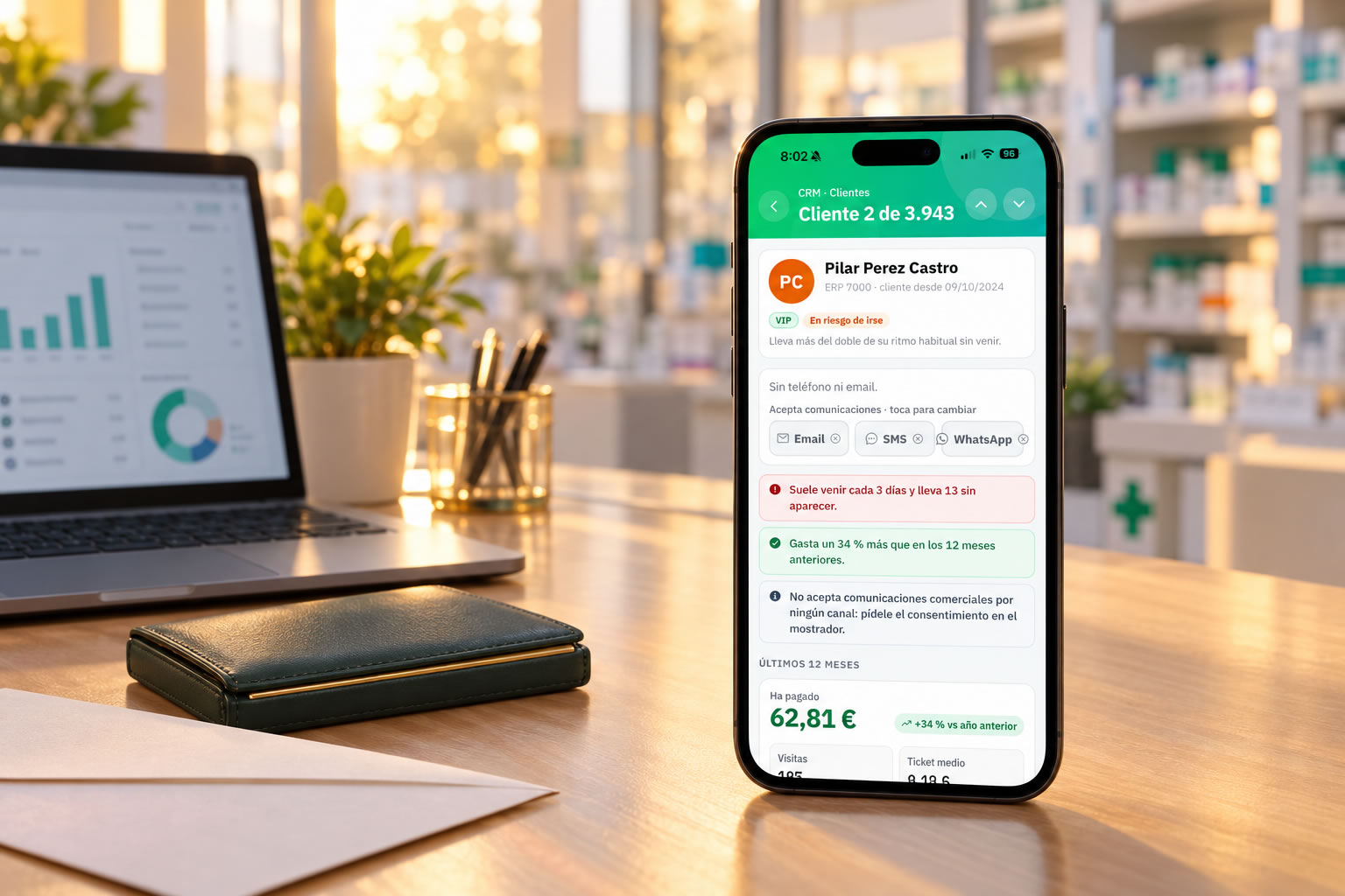 CRM de clientes en la app KeyFarma
