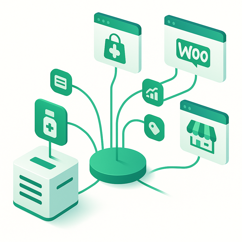 Farmacia conectada con tiendas online y marketplaces